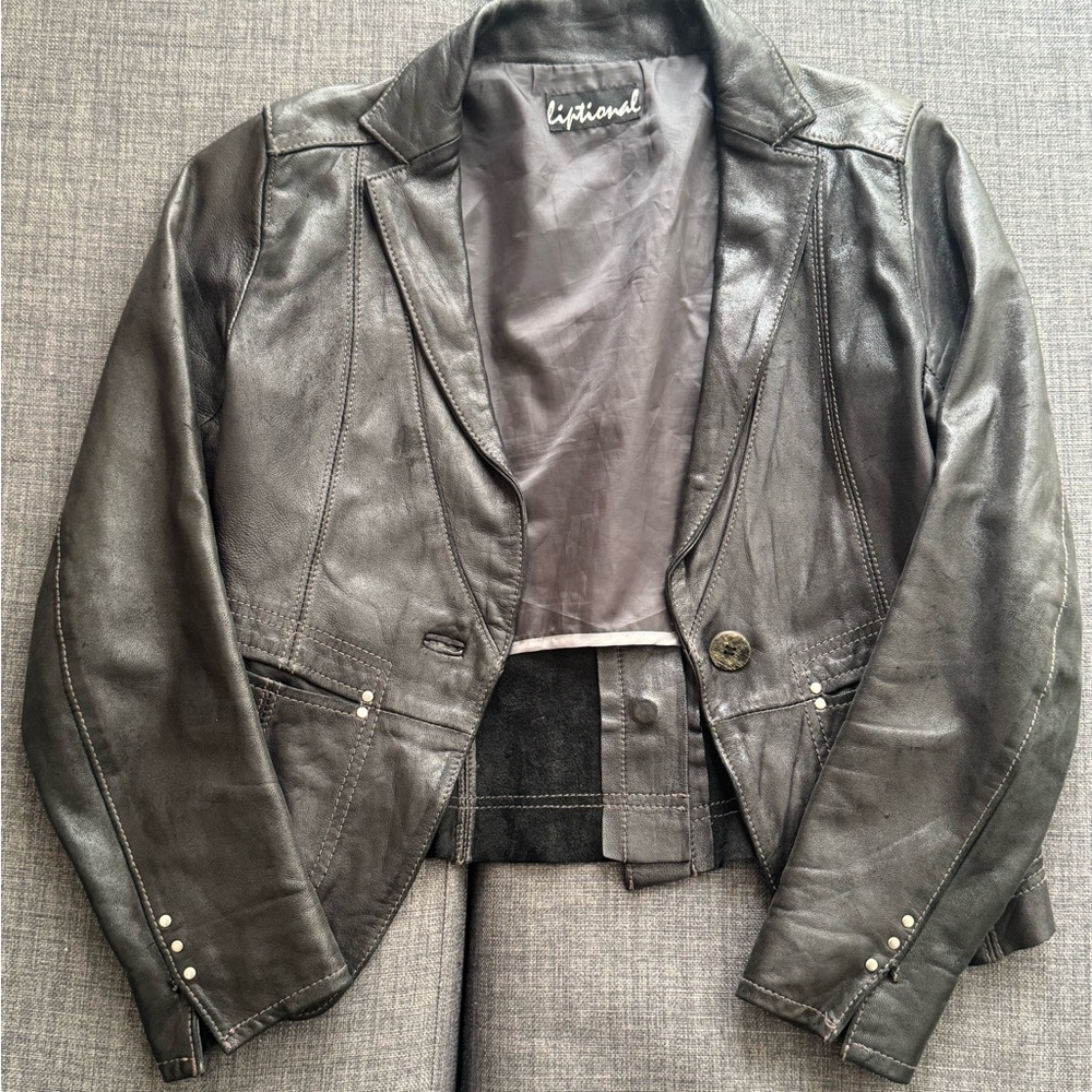 Women's Black Blazer Leather Jacket